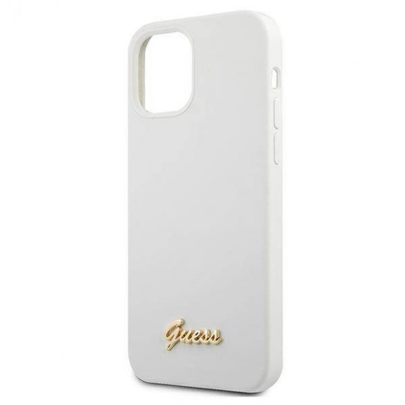 Guess GUHCP12SLSLMGWH iPhone 12 mini 5,4" alb/alb  hard Husă Metal Logo Script husă