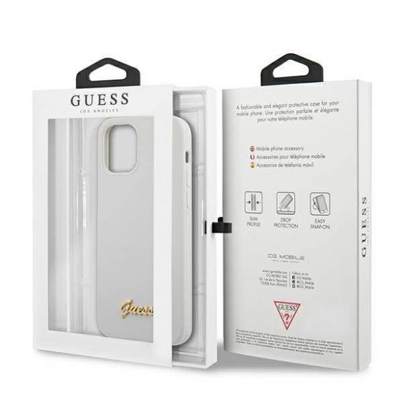 Guess GUHCP12SLSLMGWH iPhone 12 mini 5,4" alb/alb  hard Husă Metal Logo Script husă