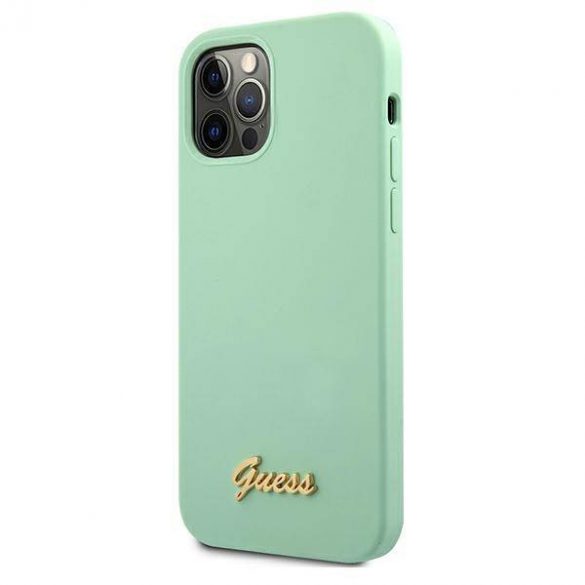 Guess GUHCP12MLSLMGGN iPhone 12/12 Pro 6,1" zielony/verde carcasă rigidă metal Logo Script