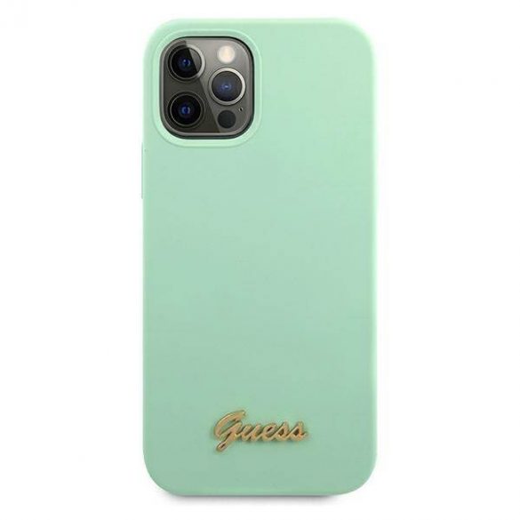 Guess GUHCP12MLSLMGGN iPhone 12/12 Pro 6,1" zielony/verde carcasă rigidă metal Logo Script