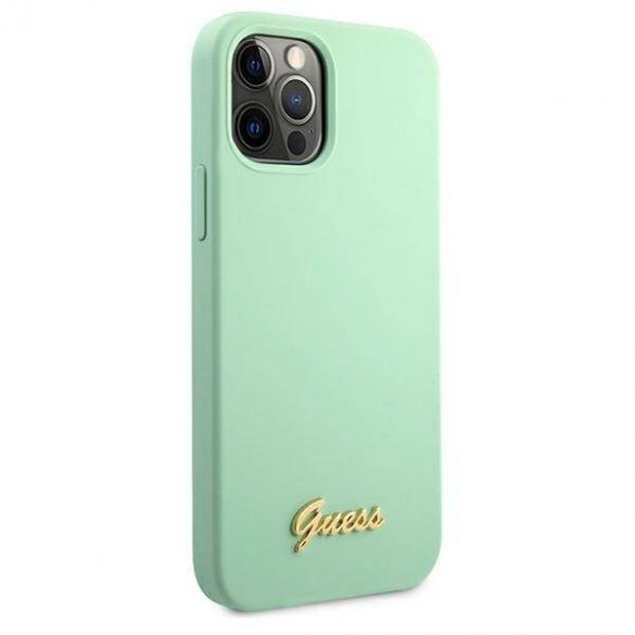 Guess GUHCP12MLSLMGGN iPhone 12/12 Pro 6,1" zielony/verde carcasă rigidă metal Logo Script