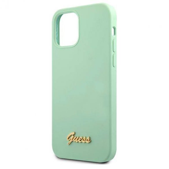 Guess GUHCP12MLSLMGGN iPhone 12/12 Pro 6,1" zielony/verde carcasă rigidă metal Logo Script