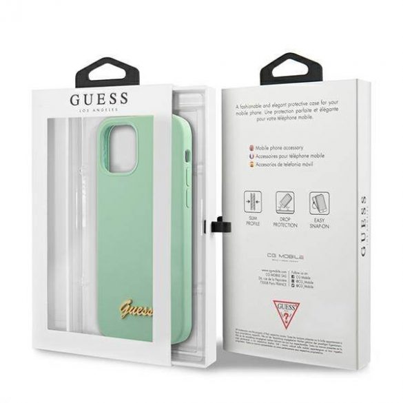 Guess GUHCP12MLSLMGGN iPhone 12/12 Pro 6,1" zielony/verde carcasă rigidă metal Logo Script