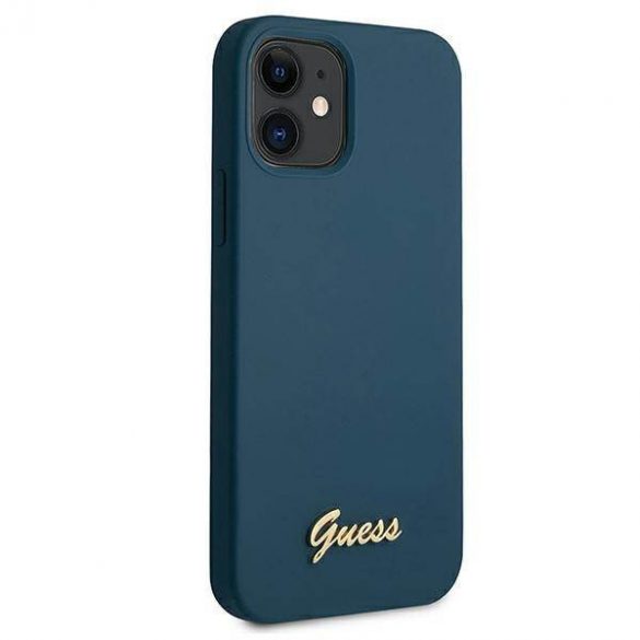 Guess GUHCP12SLSLMGBL iPhone 12 mini 5,4" niebieski/albastru carcasă rigidă Metal Logo Script