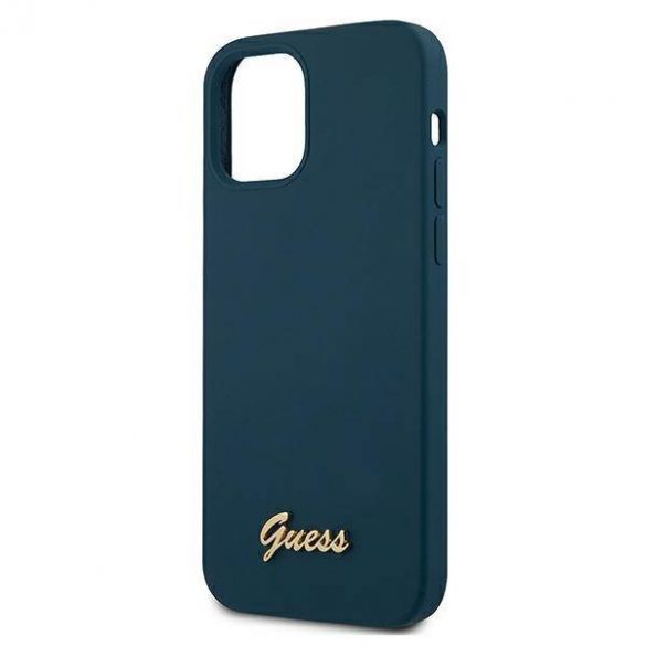 Guess GUHCP12SLSLMGBL iPhone 12 mini 5,4" niebieski/albastru carcasă rigidă Metal Logo Script