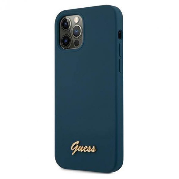 Guess GUHCP12LLSLMGBL iPhone 12 Pro Max 6,7" niebieski/albastru carcasă rigidă metal Logo Script