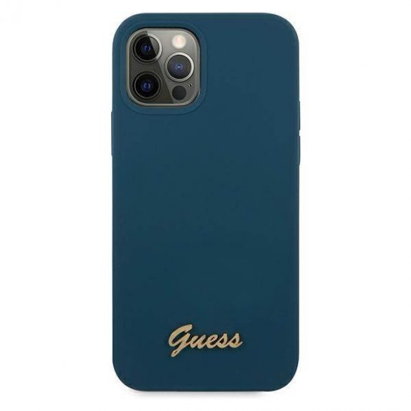 Guess GUHCP12LLSLMGBL iPhone 12 Pro Max 6,7" niebieski/albastru carcasă rigidă metal Logo Script