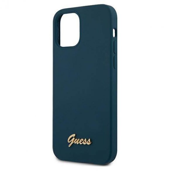 Guess GUHCP12LLSLMGBL iPhone 12 Pro Max 6,7" niebieski/albastru carcasă rigidă metal Logo Script