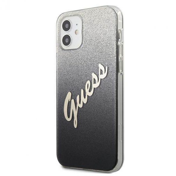 Guess GUHCP12SPCUGLSBK iPhone 12 mini 5,4" carcasă rigidă/neagră Husă cu sclipici gradient