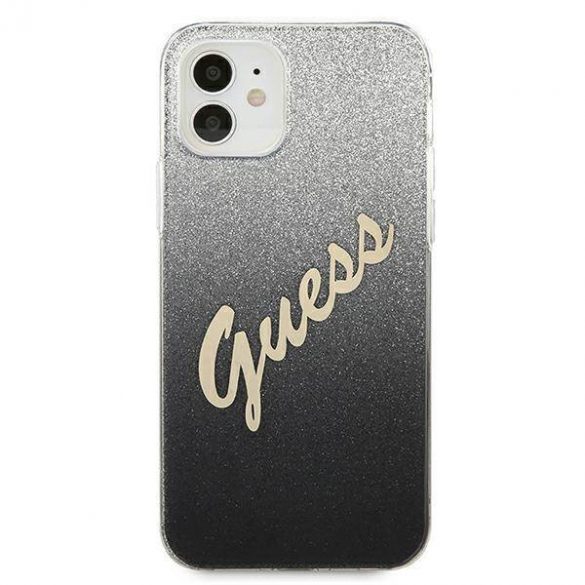 Guess GUHCP12SPCUGLSBK iPhone 12 mini 5,4" carcasă rigidă/neagră Husă cu sclipici gradient