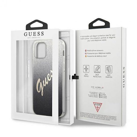 Guess GUHCP12SPCUGLSBK iPhone 12 mini 5,4" carcasă rigidă/neagră Husă cu sclipici gradient