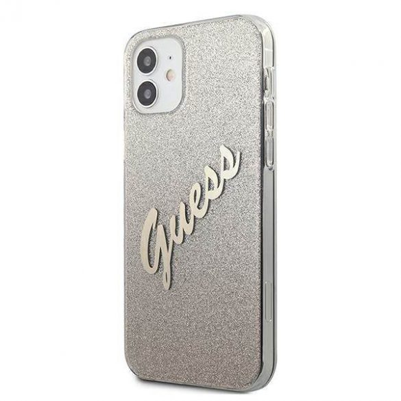 Guess GUHCP12SPCUGLSGO iPhone 12 mini 5,4" złoty/aurie Husă rigidă Glitter Gradient Script