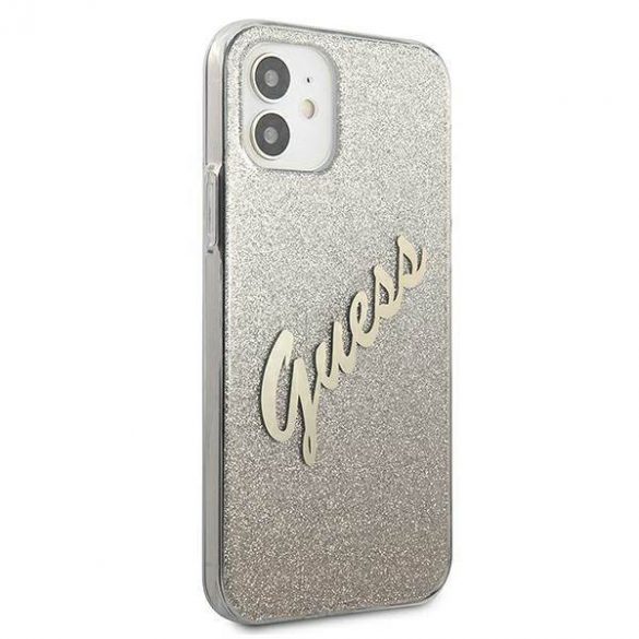 Guess GUHCP12SPCUGLSGO iPhone 12 mini 5,4" złoty/aurie Husă rigidă Glitter Gradient Script