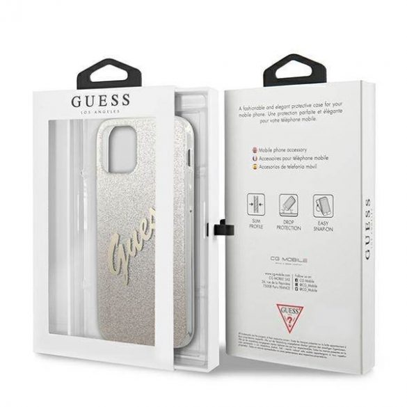 Guess GUHCP12SPCUGLSGO iPhone 12 mini 5,4" złoty/aurie Husă rigidă Glitter Gradient Script