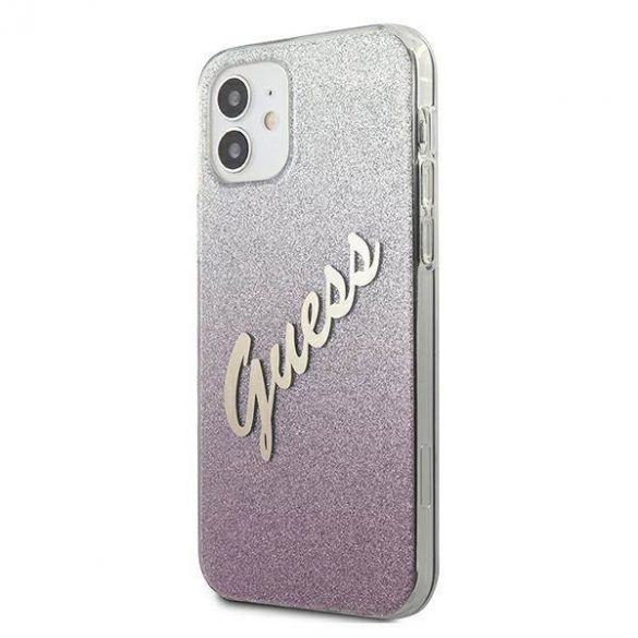 Guess GUHCP12SPCUGLSPI iPhone 12 mini 5,4" husă rigidă rożowy/roz Husă cu script cu sclipici gradient