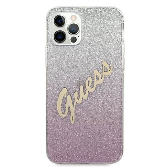 Guess GUHCP12MPCUGLSPI iPhone 12/12 Pro 6,1" husă rigidă rożowy/roz Husă cu script sclipici