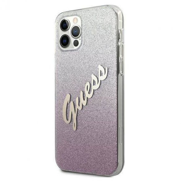 Guess GUHCP12LPCUGLSPI iPhone 12 Pro Max 6,7" rożowy/roz husă rigidă Glitter Gradient Script