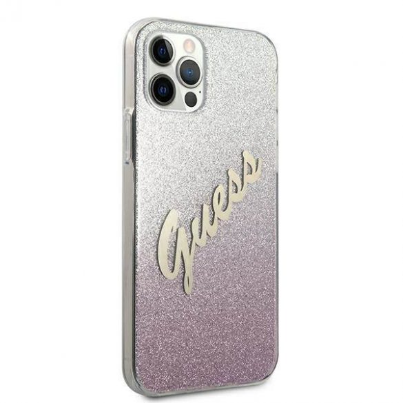 Guess GUHCP12LPCUGLSPI iPhone 12 Pro Max 6,7" rożowy/roz husă rigidă Glitter Gradient Script