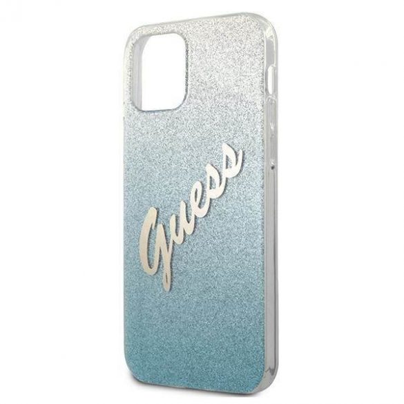 Guess GUHCP12MPCUGLSBL iPhone 12/12 Pro 6,1" niebieski/albastru Husă rigidă Glitter Gradient Script