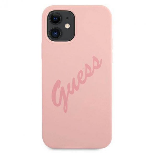 Guess GUHCP12SLSVSPI iPhone 12 mini 5,4" rożowy/roz husă rigidă Script Vintage