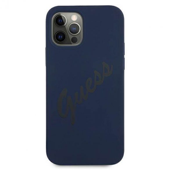 Guess GUHCP12MLSVSBL iPhone 12/12 Pro 6,1" niebieski/albastru hardcase Script Vintage