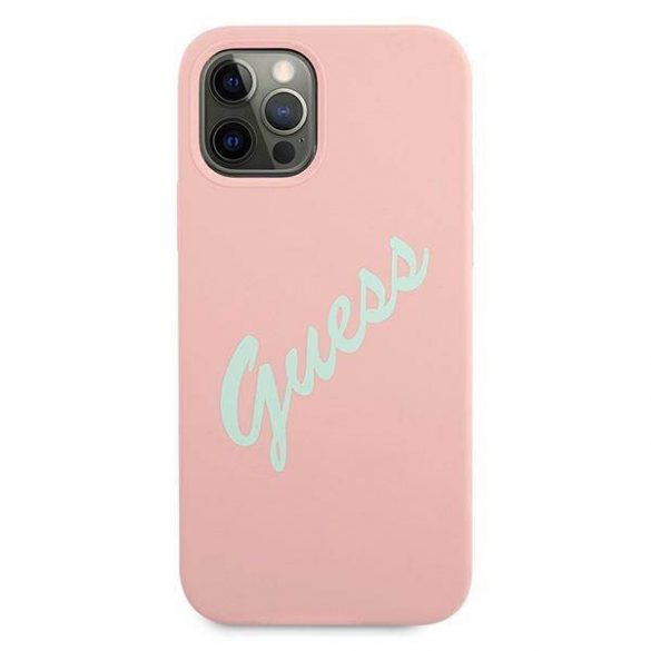 Guess GUHCP12MLSVSPG iPhone 12/12 Pro 6,1" różowo zielony/roz verde Husă rigidă Silicon Vintage