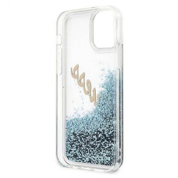 Guess GUHCP12SGLVSBL iPhone 12 mini 5,4" niebieski/albastru Husă rigidă Glitter Vintage Script