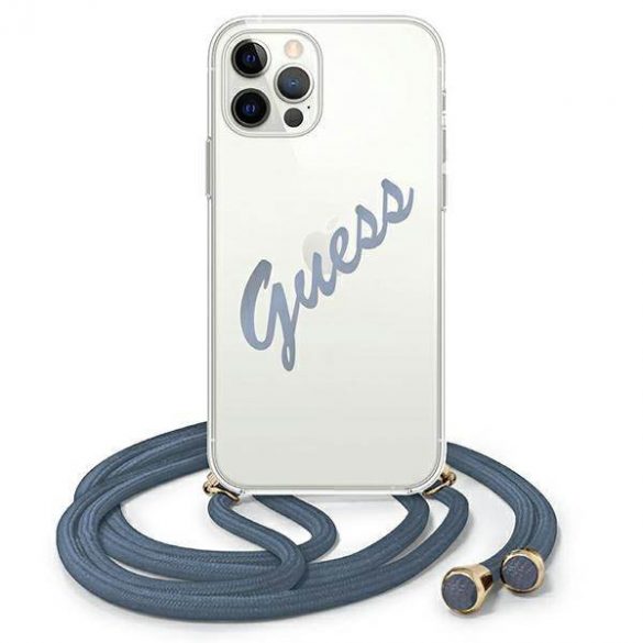 Guess GUHCP12MCRTVSBL iPhone 12/12 Pro 6,1" niebieski/albastru hardcase Script Vintage