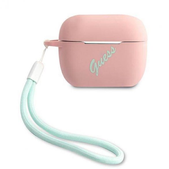 Husă Guess GUACAPLSVSPG AirPods Pro różowo zielony/roz verde Husă din silicon Vintage