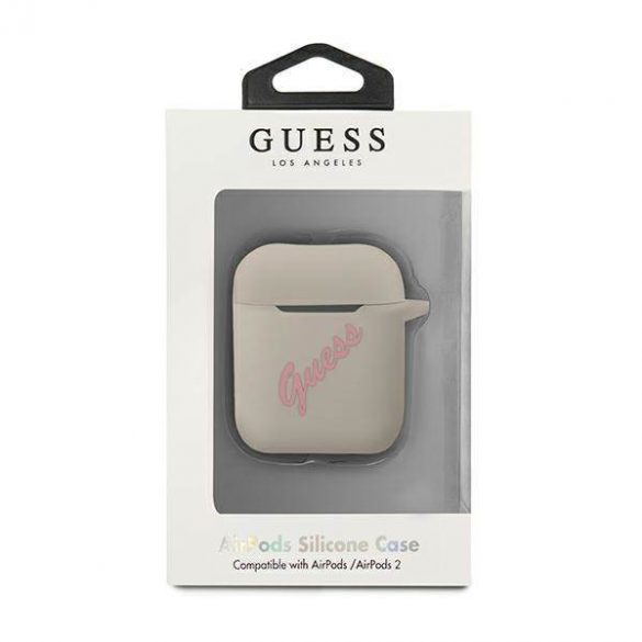 Husă Guess GUACA2LSVSGP AirPods 1/2 szaro różowy/gri roz Silicon Vintage