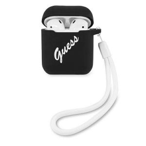 Guess GUACA2LSVSBW Husa AirPods 1/2 czarno biały/negru alb Silicon Vintage