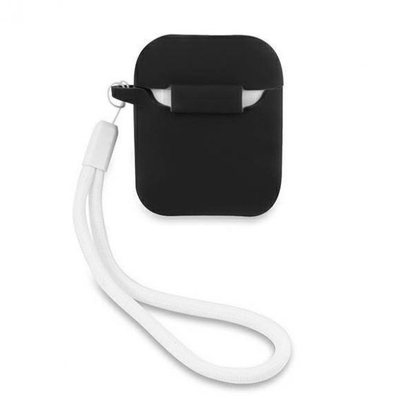 Guess GUACA2LSVSBW Husa AirPods 1/2 czarno biały/negru alb Silicon Vintage