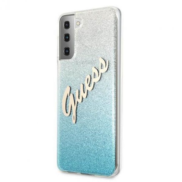 Guess GUHCS21MPCUGLSBL S21+ G996 niebieski/albastru carcasă rigidă Glitter Gradient Script