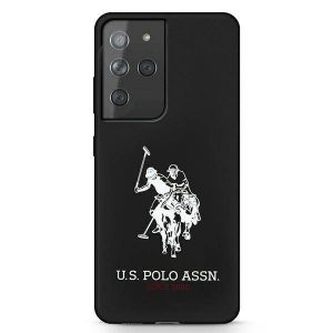 US Polo USHCS21LSLHRBK S21 Ultra G998 husă cu logo din silicon czarny/negru