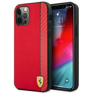 Carcasă rigidă Ferrari FESAXHCP12LRE pentru iPhone 12 Pro Max 6,7 inchi roșu/czerwony Husă On Track Carbon Stripe