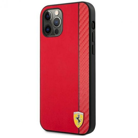 Carcasă rigidă Ferrari FESAXHCP12LRE pentru iPhone 12 Pro Max 6,7 inchi roșu/czerwony Husă On Track Carbon Stripe