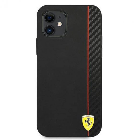 Carcasă rigidă Ferrari FESAXHCP12SBK pentru iPhone 12 mini 5,4 inchi, negru/czarny, On Track Carbon Stripe