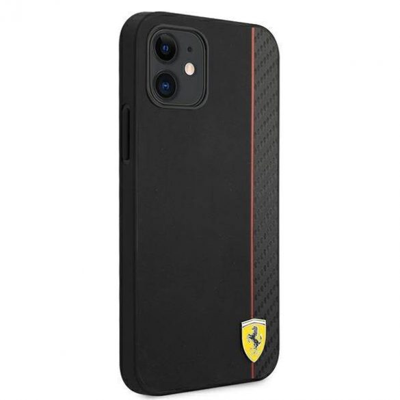 Carcasă rigidă Ferrari FESAXHCP12SBK pentru iPhone 12 mini 5,4 inchi, negru/czarny, On Track Carbon Stripe