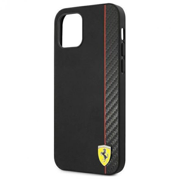 Carcasă rigidă Ferrari FESAXHCP12SBK pentru iPhone 12 mini 5,4 inchi, negru/czarny, On Track Carbon Stripe