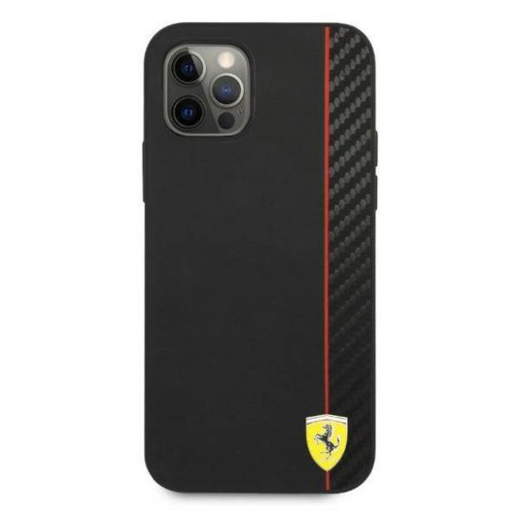 Carcasă rigidă Ferrari FESAXHCP12LBK pentru iPhone 12 Pro Max 6,7 inchi, negru/czarny, On Track Carbon Stripe