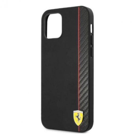 Carcasă rigidă Ferrari FESAXHCP12LBK pentru iPhone 12 Pro Max 6,7 inchi, negru/czarny, On Track Carbon Stripe