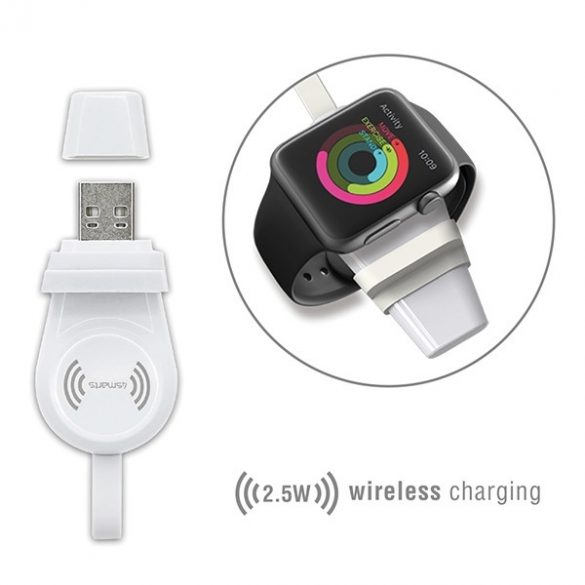 4smarts Ładowarka indukcyjna VoltBeam Mini pentru Apple Watch 1-8/SE z kablem 1m USB-A 2,5 W biały/alb 462332