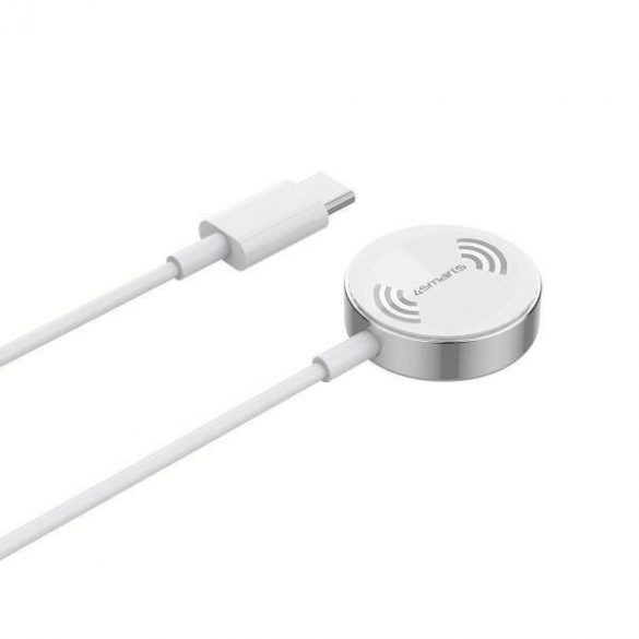 4smarts Ładowarka indukcyjna VoltBeam Mini pentru Apple Watch 1-8/SE z kablem 1m USB-C 2.5W biały/alb 462550