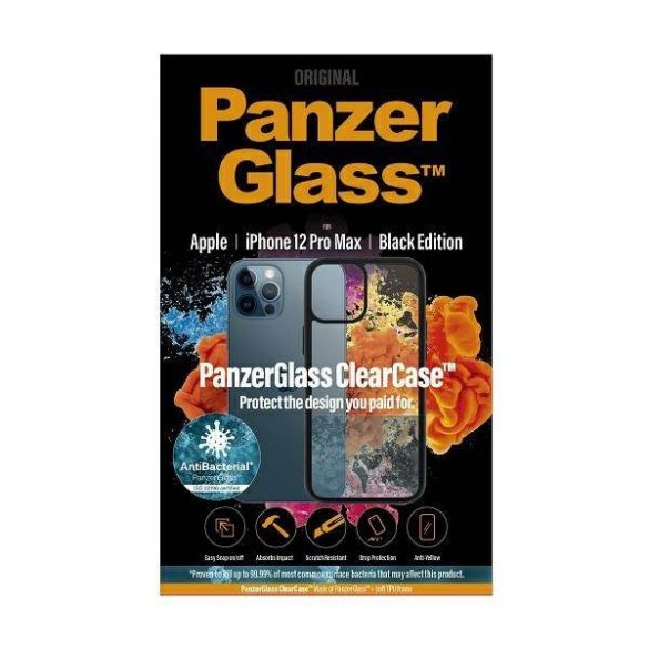 PanzerGlass ClearCase iPhone 12 Pro Max 6,7" Carcasă antibacteriană/neagră