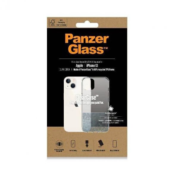 PanzerGlass ClearCase iPhone 13 / 14 / 15 6,1" Antibacterian Clar militar transparent 0313