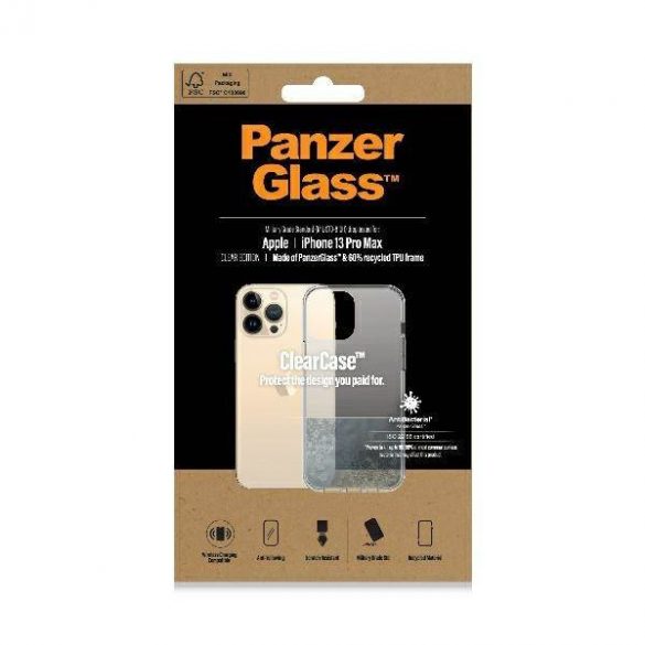 PanzerGlass ClearCase iPhone 13 Pro Max 6,7" Husă antibacteriană de calitate militară transparentă 0314