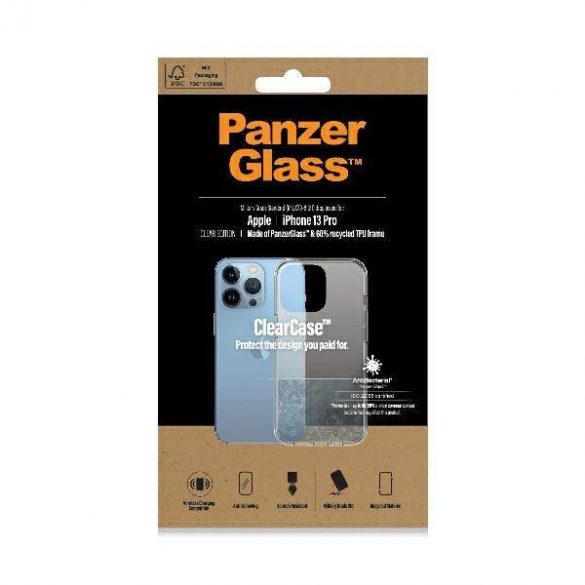 PanzerGlass ClearCase iPhone 13 Pro 6,1" Husă antibacteriană de calitate militară transparentă 0322