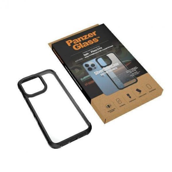 Husă PanzerGlass ClearCase pentru iPhone 13 Pro 6,1" neagră, antibacterian, calitate militară, SilverBullet 0324