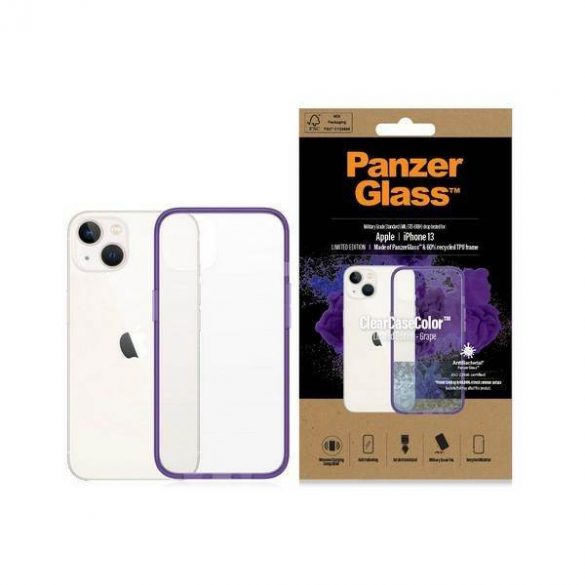 PanzerGlass ClearCase iPhone 13 / 14 / 15 6.1" Antibacterian Military Grape 0332