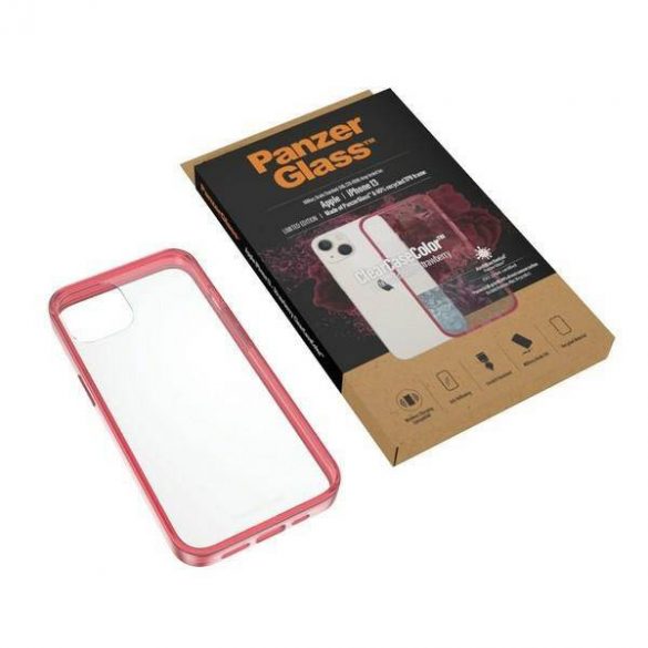 PanzerGlass ClearCase iPhone 13 / 14 / 15 6,1" Antibacterian Militar Strawberry 0335